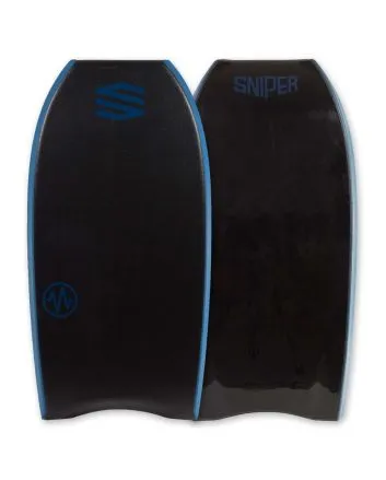 Tabla de bodyboard Sniper Pulse DK PP Elite Series negro con cantos azules 43,5"