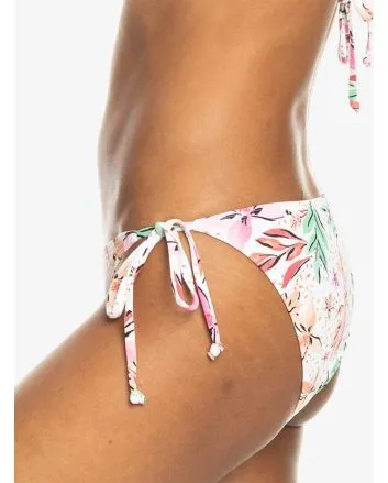 Mujer con Braguita de Bikini con lazadas laterales Roxy Printed Beach Classics color blanco tropical