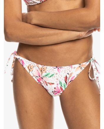 Mujer con Braguita de Bikini con lazadas laterales Roxy Printed Beach Classics color blanco tropical