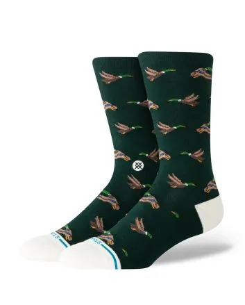 Calcetines Stance Huntin Crew verde pino con estampado de patos Unisex