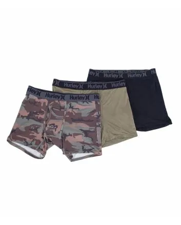 Pack 3 Unidades Calzoncillos Hurley Supersoft Boxer Verde-Negro-Camo para hombre