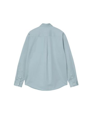 Camisa de manga larga Carhartt WIP Madison azul Tourmaline con logo blanco para hombre