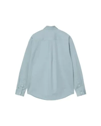 Camisa de manga larga Carhartt WIP Madison azul Tourmaline con logo blanco para hombre