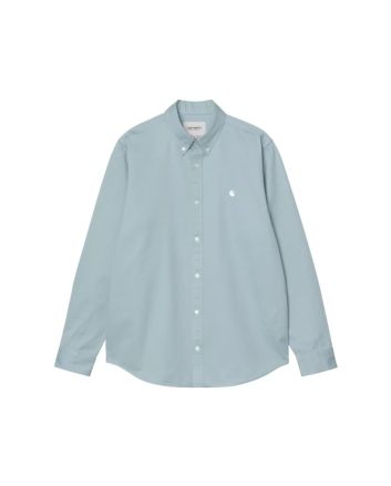 Camisa de manga larga Carhartt WIP Madison azul Tourmaline con logo blanco para hombre