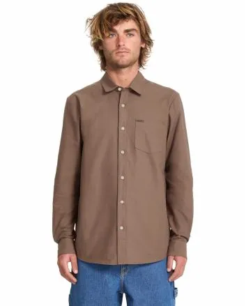 Hombre con Camisa de manga larga Volcom Veeco Oxford marrón piedra