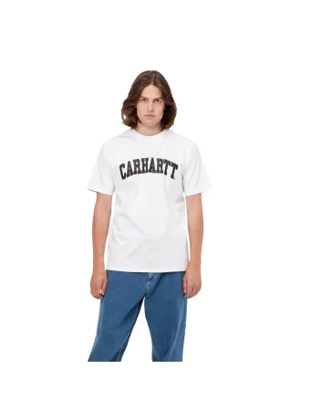 Hombre con Camiseta de manga corta Carhartt WIP University T-Shirt Blanca con logo negro