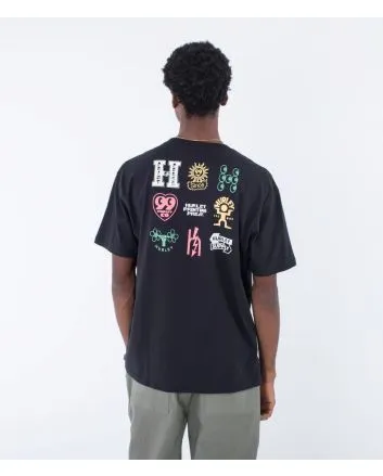 Hombre con camiseta orgánica de manga corta Hurley Organic Marks Negra 