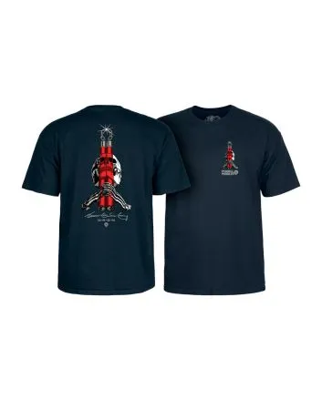 Camiseta de manga corta Powell Peralta x Bruce Lee Skull & Nunchucks Azul Marino para hombre