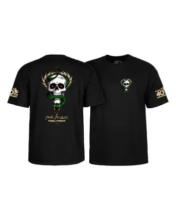 Camiseta de manga corta Powell Peralta Mike McGill Skull & Snake 40th Anniversary Negra para hombre