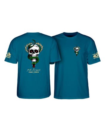 Camiseta de manga corta Powell Peralta Mike McGill Skull & Snake 40th Anniversary Azul Galápagos para hombre