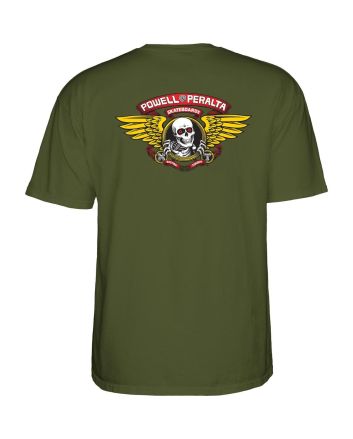 Camiseta de manga corta Powell Peralta Winged Ripper verde militar para hombre 
