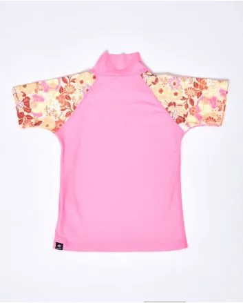 Camiseta de protección solar Rip Curl Girls UV SS rosa para niña