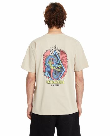 Hombre con camiseta de manga corta Volcom Draggin Stone Light Khaki