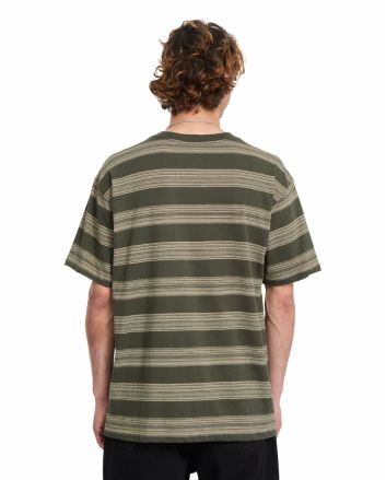 Hombre con camiseta de manga corta Volcom Twilight Verde a rayas 