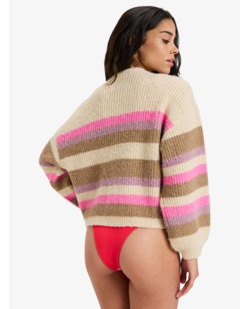 Mujer con Cárdigan de punto Roxy Marble Tiles Stripe Parchment
