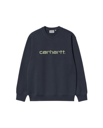 Sudadera Carhartt WIP Carhartt Sweatshirt azul marino con logo verde para hombre