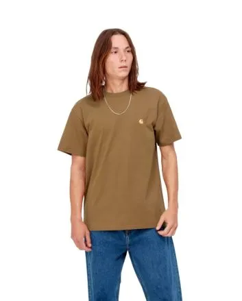 Hombre con Camiseta Carhartt WIP S/S Chase Hamilton Brown Gold