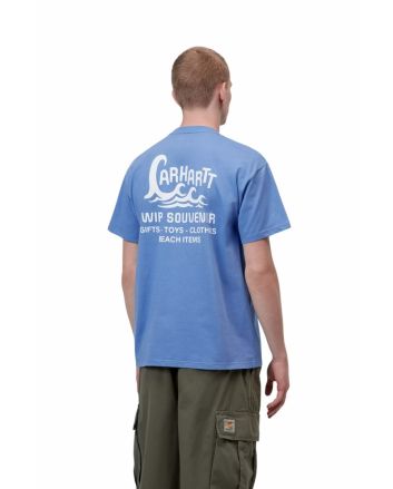 Hombre con camiseta Carhartt WIP Waves azul Curacao
