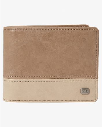 Cartera de cuero sintético con doble hoja Billabong Dimension Clay Beige para hombre