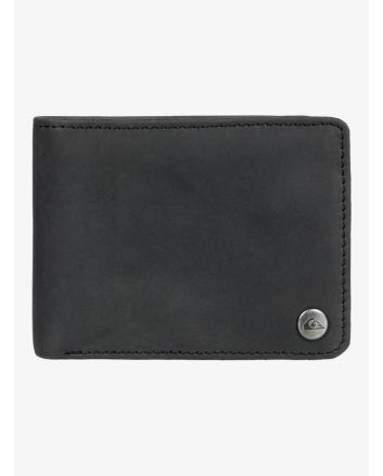 Cartera de cuero con triple hoja Quiksilver Mack negra para hombre