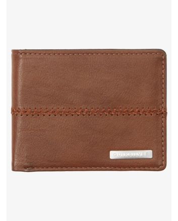 Cartera de cuero sintético con triple hoja Quiksilver Stitchy Marrón Chocolate para hombre