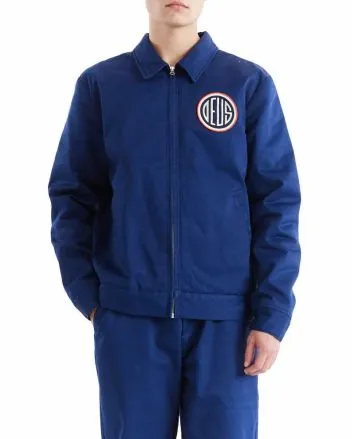 Hombre con chaqueta Deus Marnus Team Jacket Estate Blue 