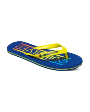 Chanclas Quiksilver Molokai Wordmark azules y amarillas para hombre 