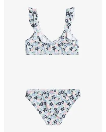Conjunto de bikini bralette Roxy Dreamer Azul con estampado floral para niñas de 6 a 16 años