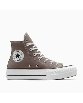 Zapatillas Converse con plataforma Chuck Taylor All Star Lift High Top color marrón blanco y negro para mujer