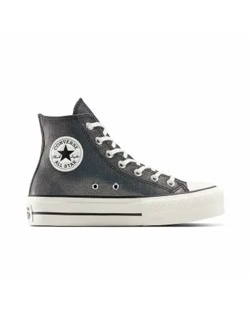 Zapatillas Converse de Plataforma Chuck Taylor All Star Lift Sparkle color Negro brillante y blanco para mujer