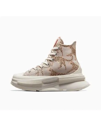 Zapatillas Converse de plataforma Run Star Legacy CX Animal Abstract blanco y coral con leopardos estampados para mujer