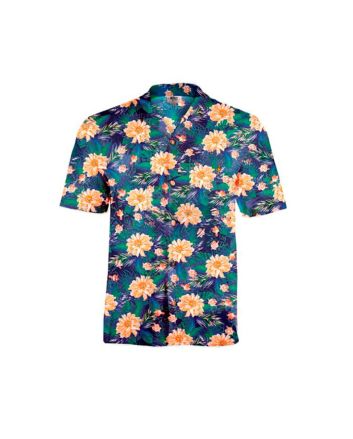 Camisa de manga corta Lightning Bolt Cool Vineyard azul floral para hombre