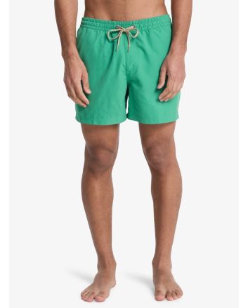 Hombre con short de natación Quiksilver Everyday Solid Volley 15 Verde Duende