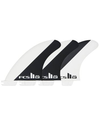 Quillas para tabla de surf FCS II Mick Fanning Performance Core Tri Fins blanco y negro Talla M
