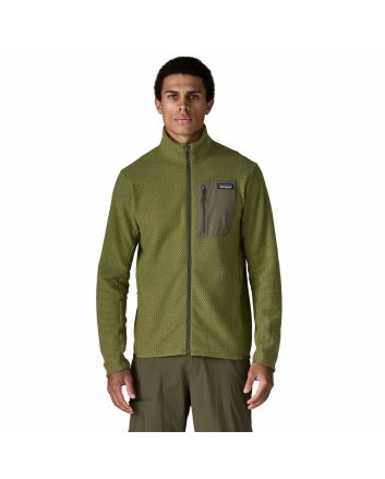 Hombre con chaqueta técnica de forro polar Patagonia Air Fleece Jacket Verde Alcaparra