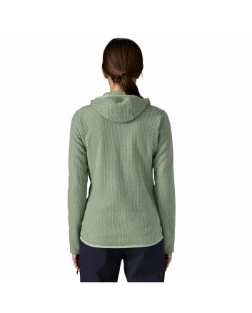 Mujer con forro polar técnico con capucha Patagonia R1 Air Full Zip Hoody Verde