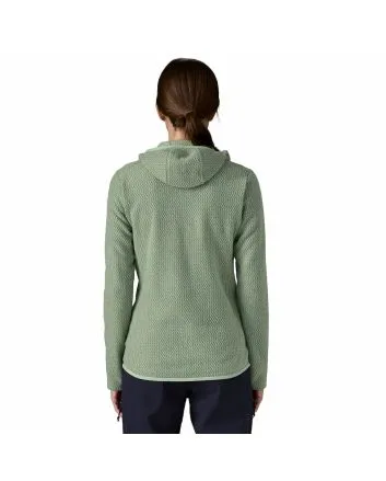 Mujer con forro polar técnico con capucha Patagonia R1 Air Full Zip Hoody Verde