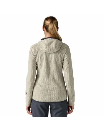 Mujer con forro polar técnico de capucha Patagonia R1 Air Full-Zip Hoody Blanco