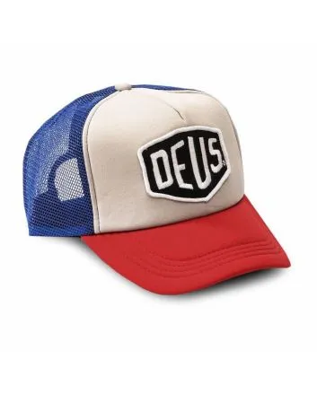 Gorra estilo camionero Deus Ex Machina Baylands Trucker azul blanca y roja para hombre 