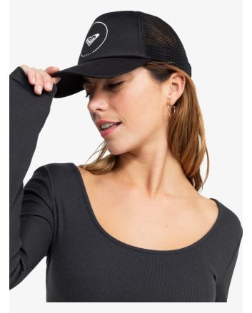 Mujer con gorra trucker Roxy Truckin antracita