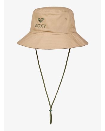 Gorro de pescador con cordón ajustable Roxy Come To Brazil beige para mujer