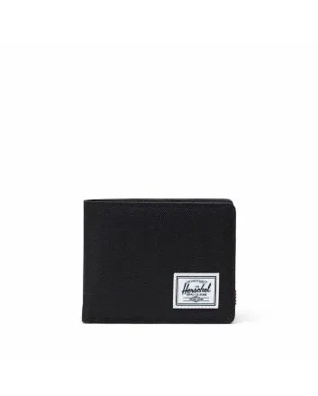 Cartera Herschel Roy Wallet Coin negra cerrada con logo frontal