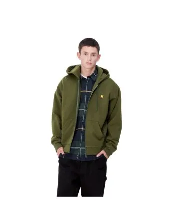 Hombre con Chaqueta tipo Sudadera Carhartt WIP Hooded American Script Jacket Tarragon Verde