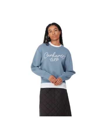 Mujer con Jersey de punto Carhartt WIP W' Signature Sweater Azul-Blanco 