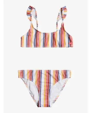 Conjunto Bikini Roxy Lovely Senorita multicolor con estampado a rayas para niña 8 a 16 años