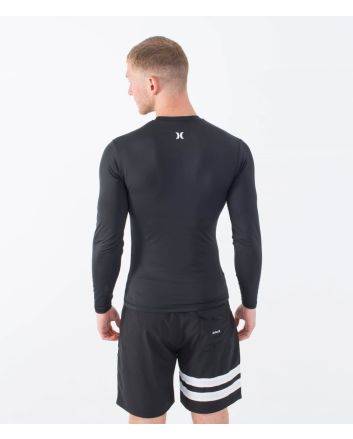 Hombre con Licra de manga larga con protección solar UPF 50+ Hurley One And Only Quickdry Rashguard LS Negra