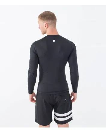 Hombre con Licra de manga larga con protección solar UPF 50+ Hurley One And Only Quickdry Rashguard LS Negra