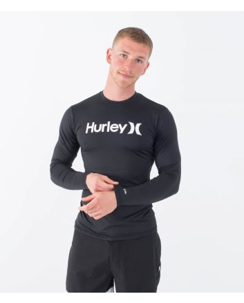 Hombre con Licra de manga larga con protección solar UPF 50+ Hurley One And Only Quickdry Rashguard LS Negra