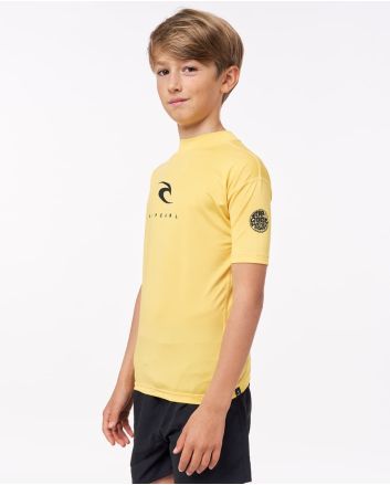 Lycra de protección solar UPF 50+ Rip Curl Corp UV Boys amarilla para niño