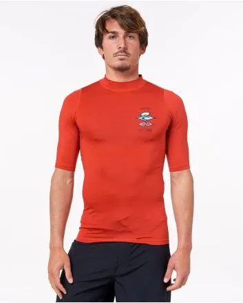 Camiseta de manga corta con protección solar UPF 50+ Rip Curl Icons Perf SSL UV roja para hombre
